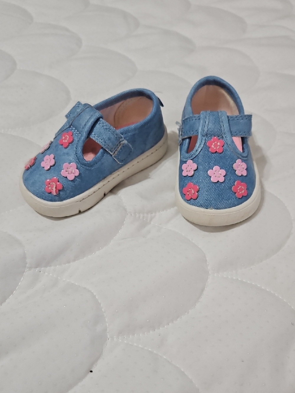 Carters Blue Denim Floral Toddler Mary Jane Shoes